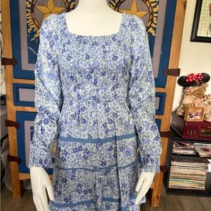 Japna Blue Floral Long Sleeve Dress